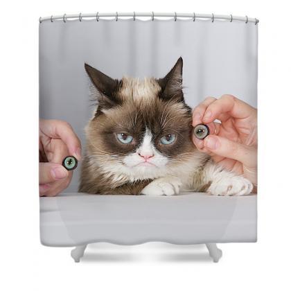 Grumpy Shower Curtain With Cute Cat Design 71’..