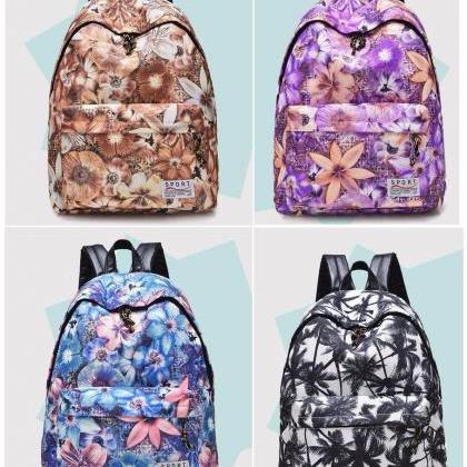 Floral Coconut Palm Canvas Backpack