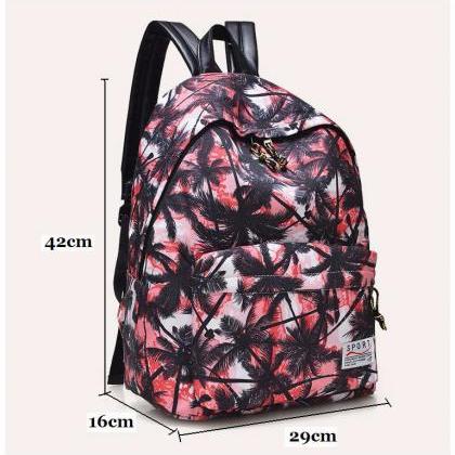Floral Coconut Palm Canvas Backpack