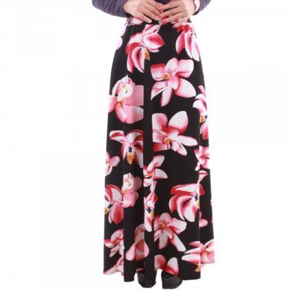 2329-lilly Jacquard Spandex Skirt- Pink Flower
